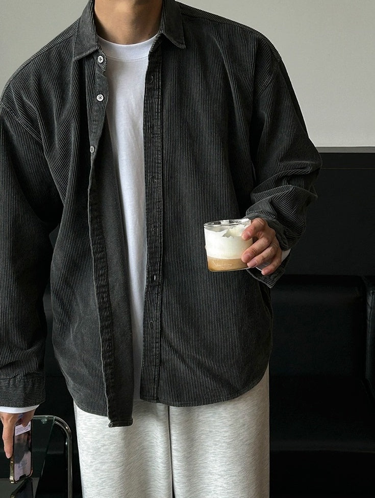 Vintage Casual Collared Long Sleeve Shirt
