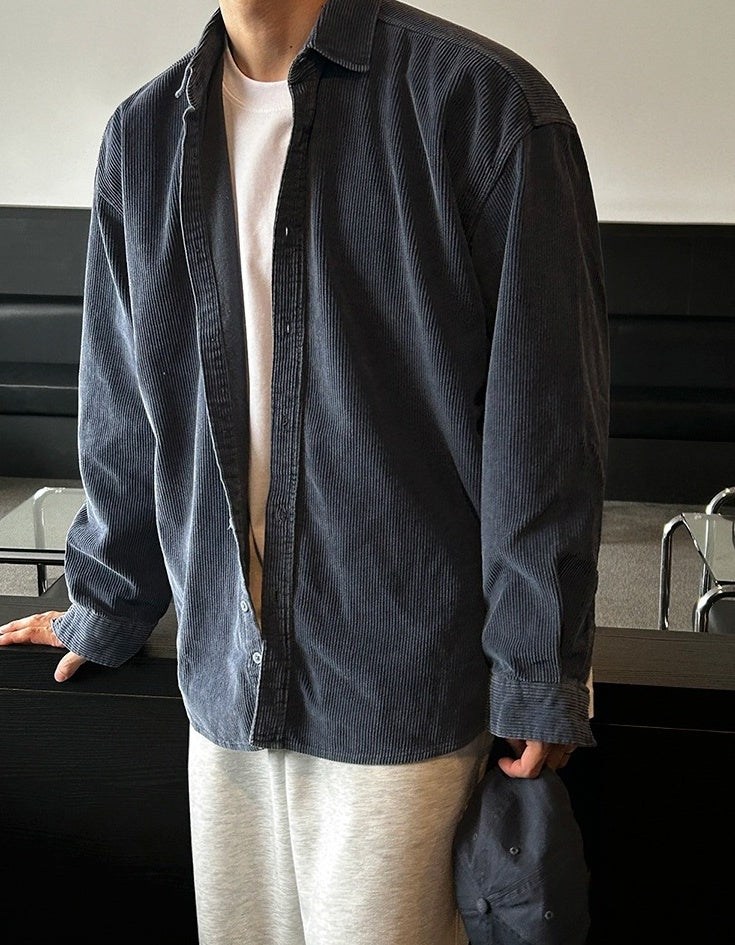 Vintage Casual Collared Long Sleeve Shirt