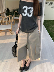 Vintage Casual Wide Leg Capri Pants