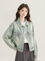 Vintage Chic Frayed Denim Jacket
