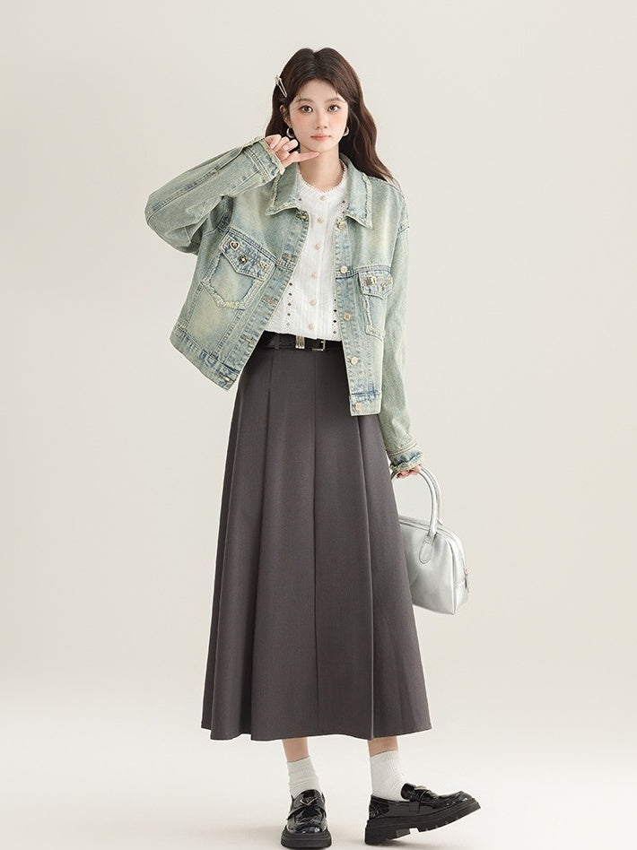Vintage Chic Frayed Denim Jacket