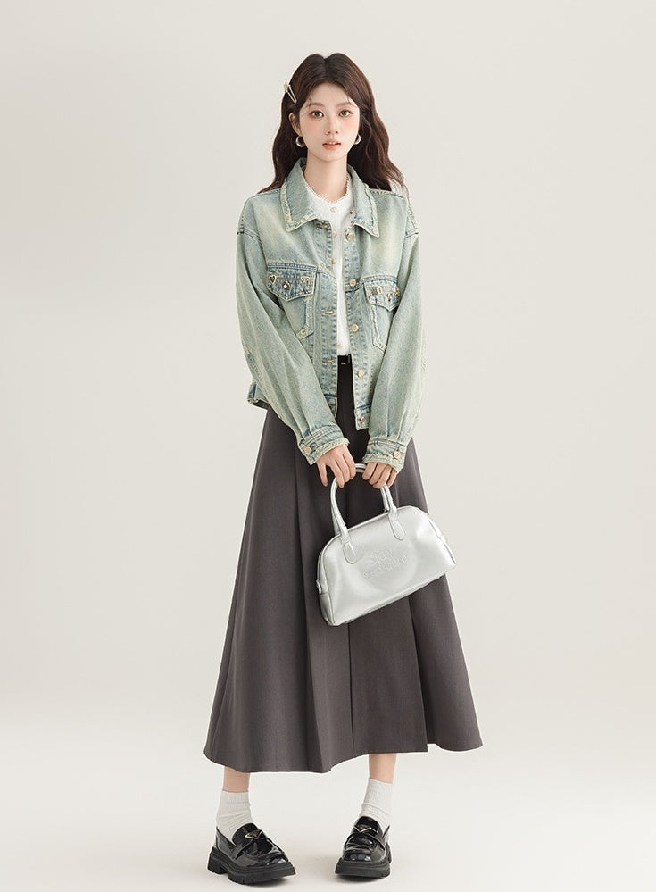 Vintage Chic Frayed Denim Jacket
