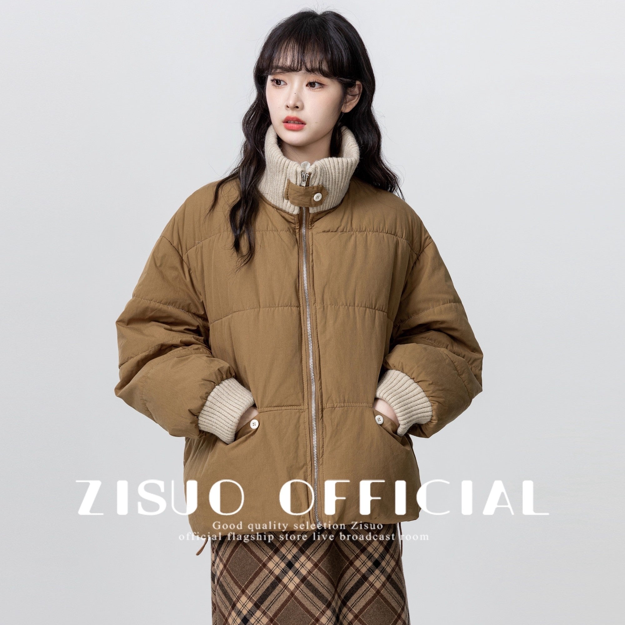Vintage Collared Warm Padded Jacket Cream