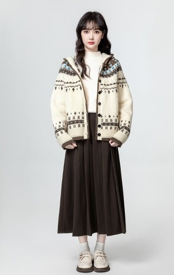 Retro Hooded Knit Sweater