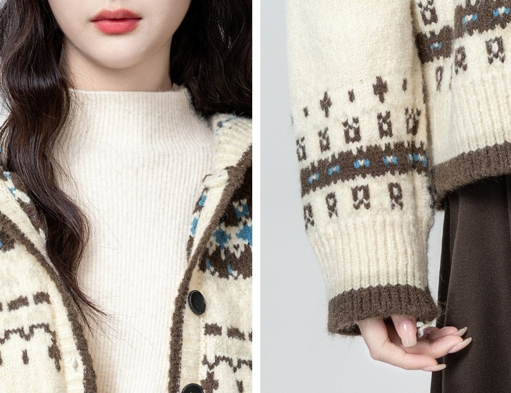 Retro Hooded Knit Sweater