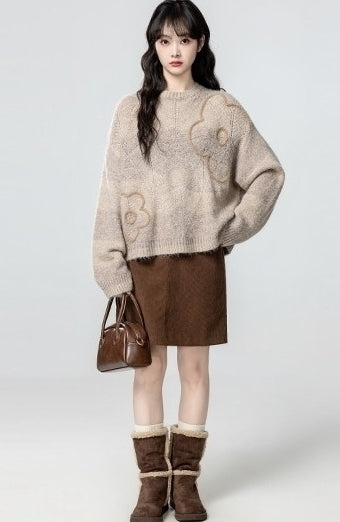 Vintage Crewneck Sweater Warm Knit Pullover