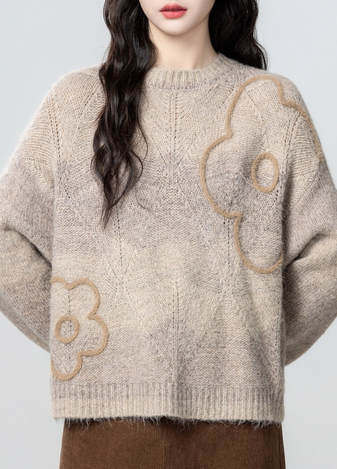 Vintage Crewneck Sweater Warm Knit Pullover