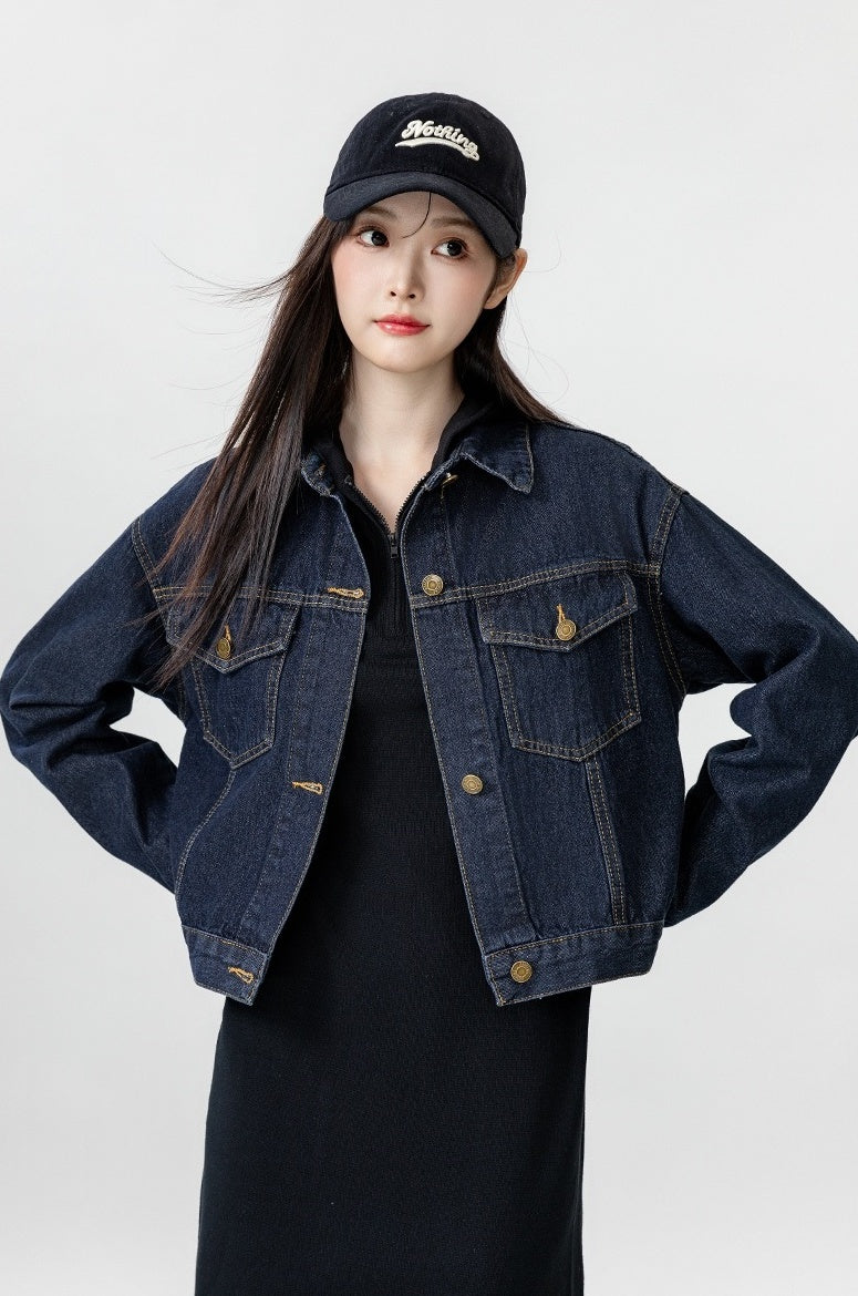 Vintage Deep Blue Denim Jacket