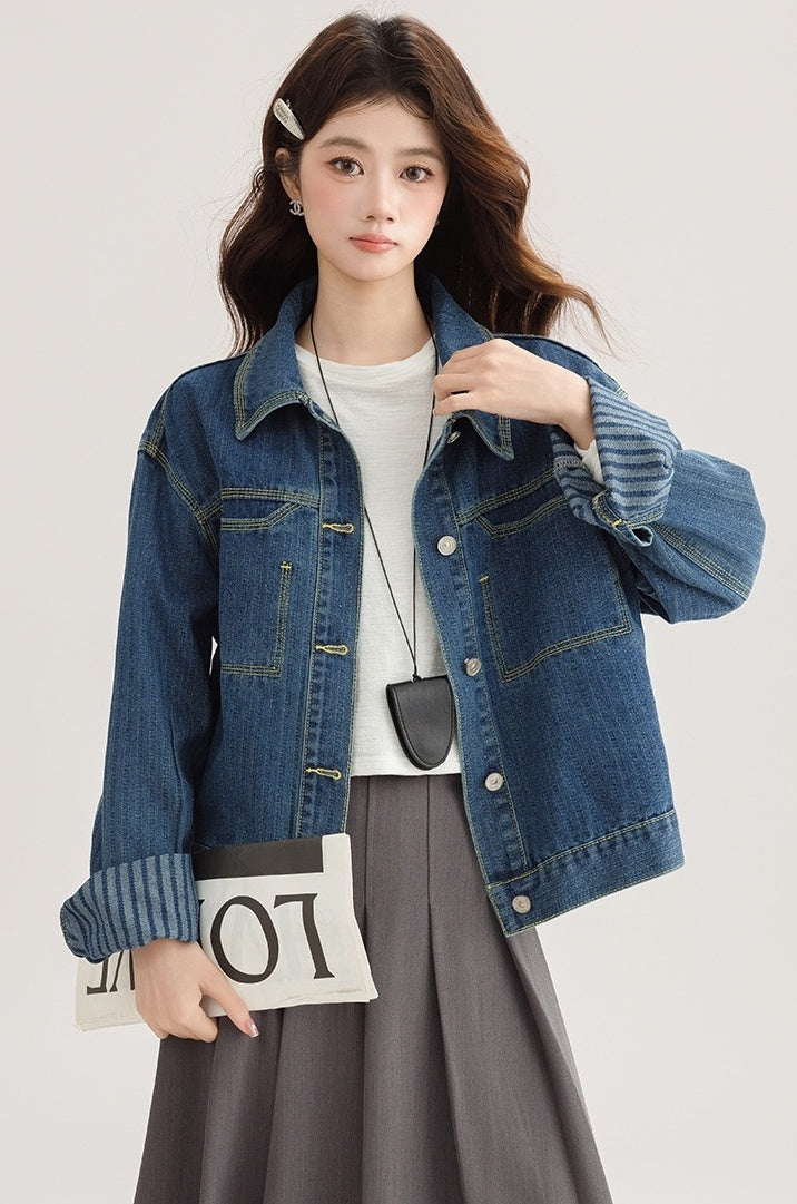 Vintage Deep Blue Denim Jacket