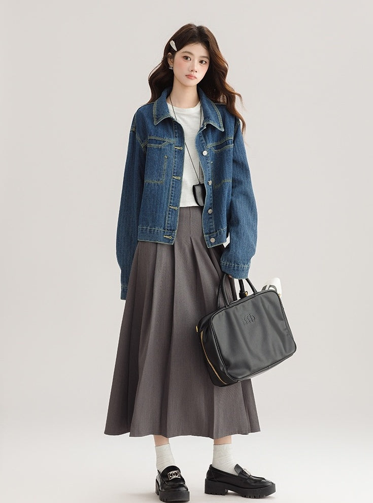 Vintage Deep Blue Denim Jacket
