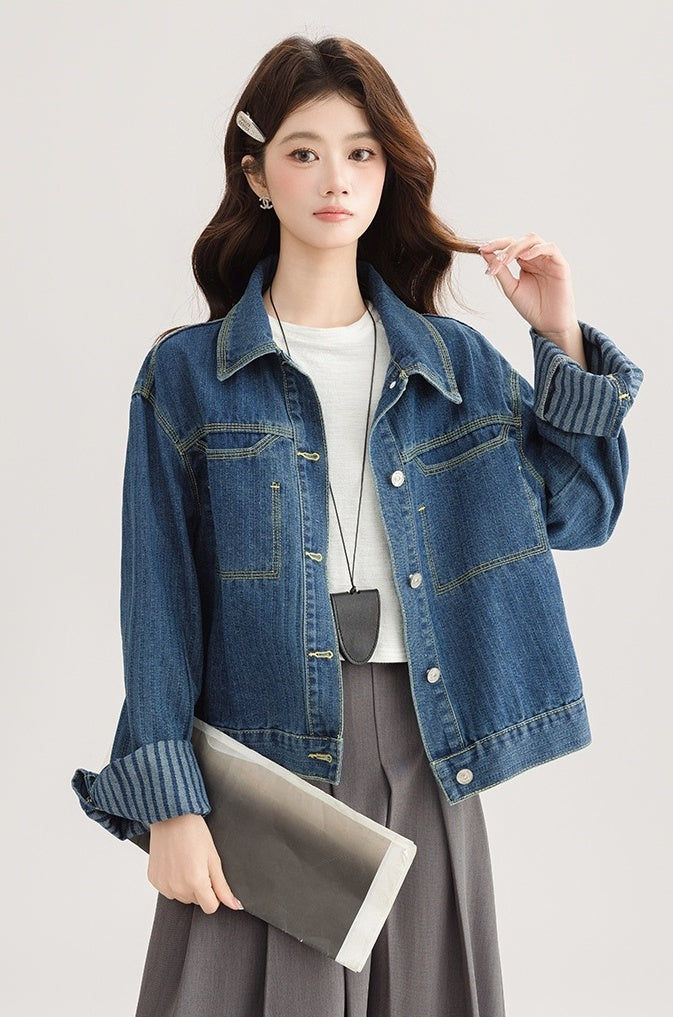 Vintage Deep Blue Denim Jacket