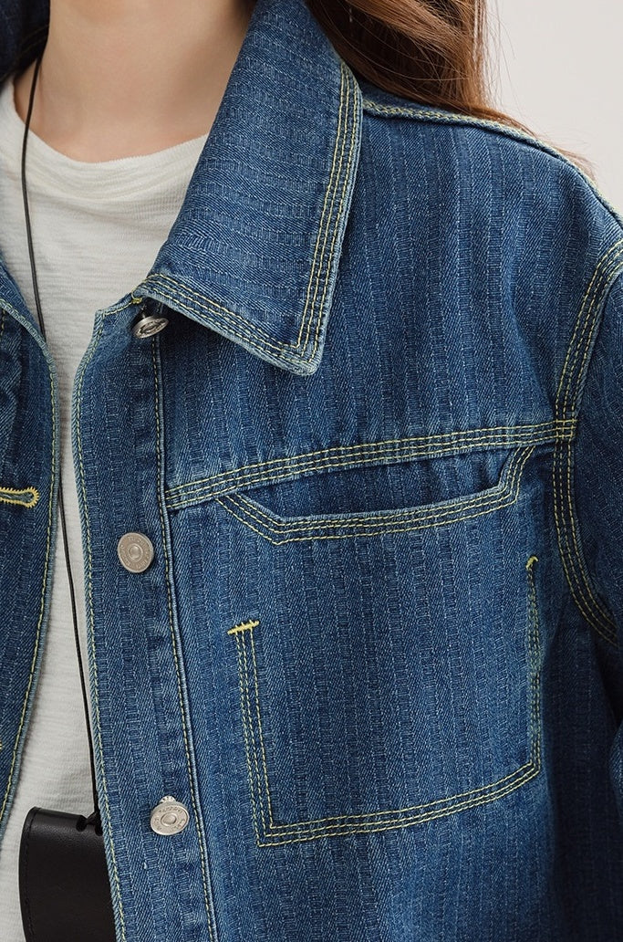 Vintage Deep Blue Denim Jacket