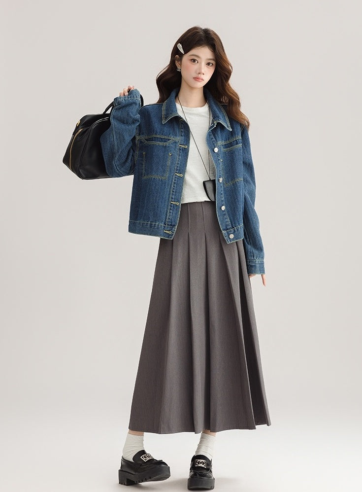 Vintage Deep Blue Denim Jacket