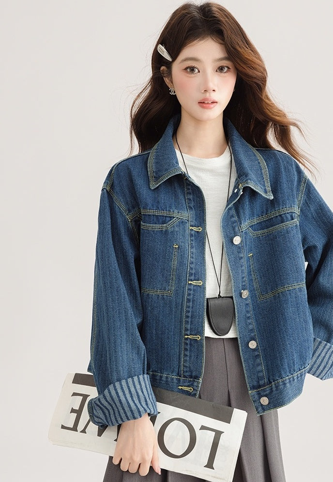 Vintage Deep Blue Denim Jacket