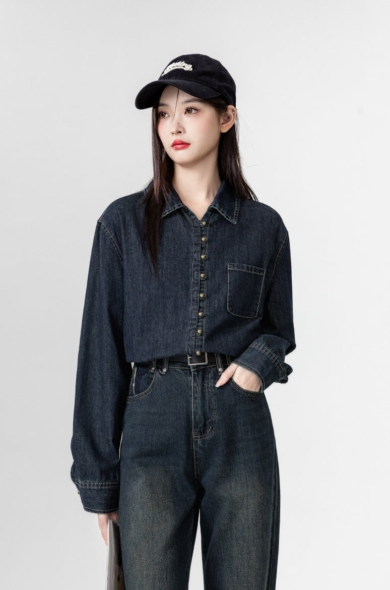 Vintage Deep Blue Denim Jacket