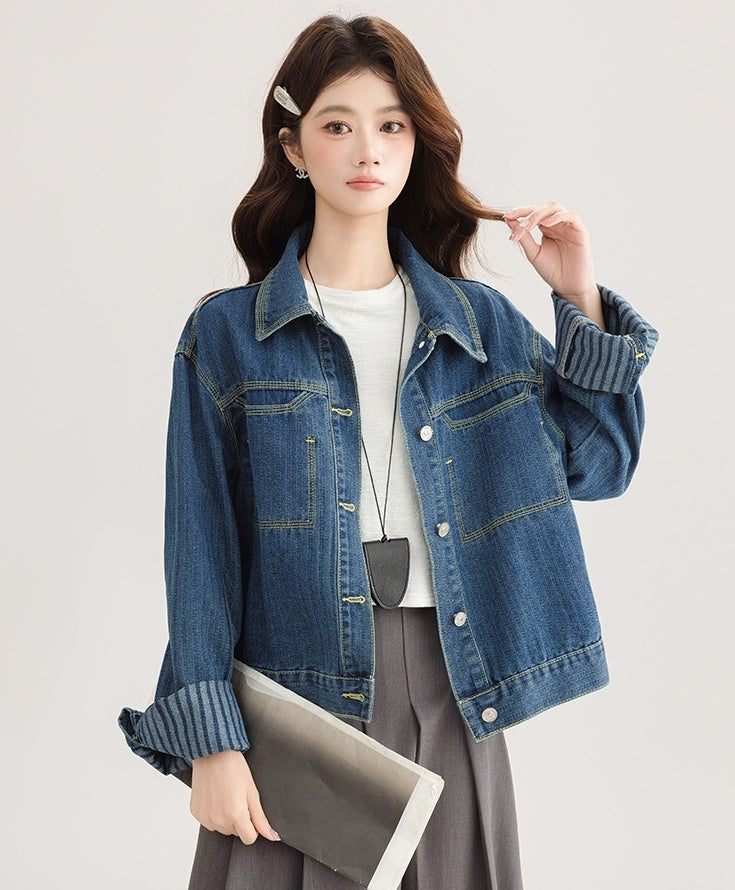 Vintage Deep Blue Denim Jacket