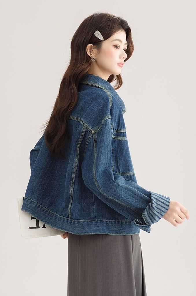 Vintage Deep Blue Denim Jacket