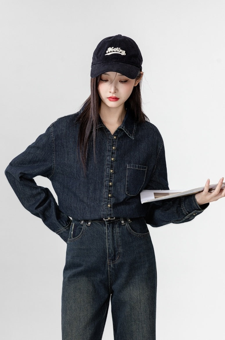 Vintage Deep Blue Denim Jacket
