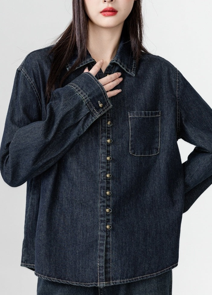 Vintage Deep Blue Denim Jacket
