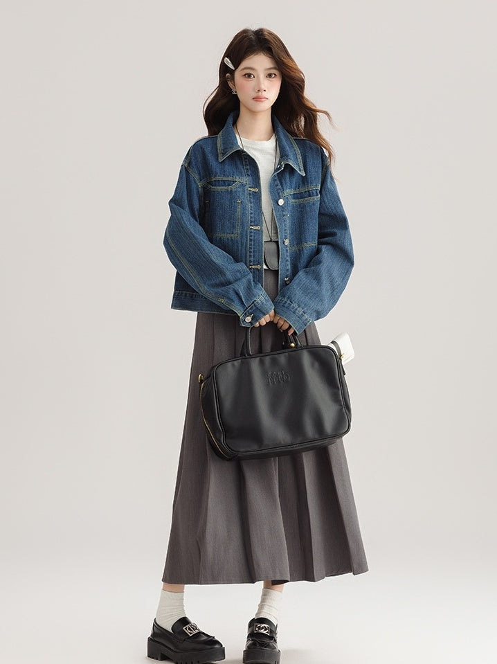 Vintage Deep Blue Denim Jacket