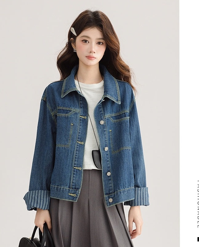 Vintage Deep Blue Denim Jacket