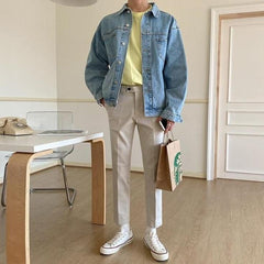 Vintage Denim Jacket Korean Style Casual Outerwear