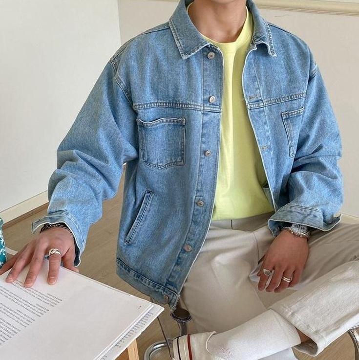 Vintage Denim Jacket Korean Style Casual Outerwear