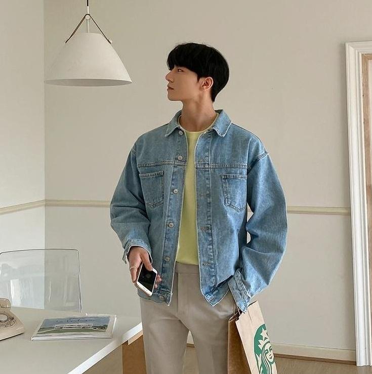 Vintage Denim Jacket Korean Style Casual Outerwear