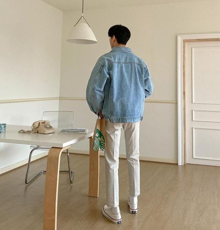 Vintage Denim Jacket Korean Style Casual Outerwear