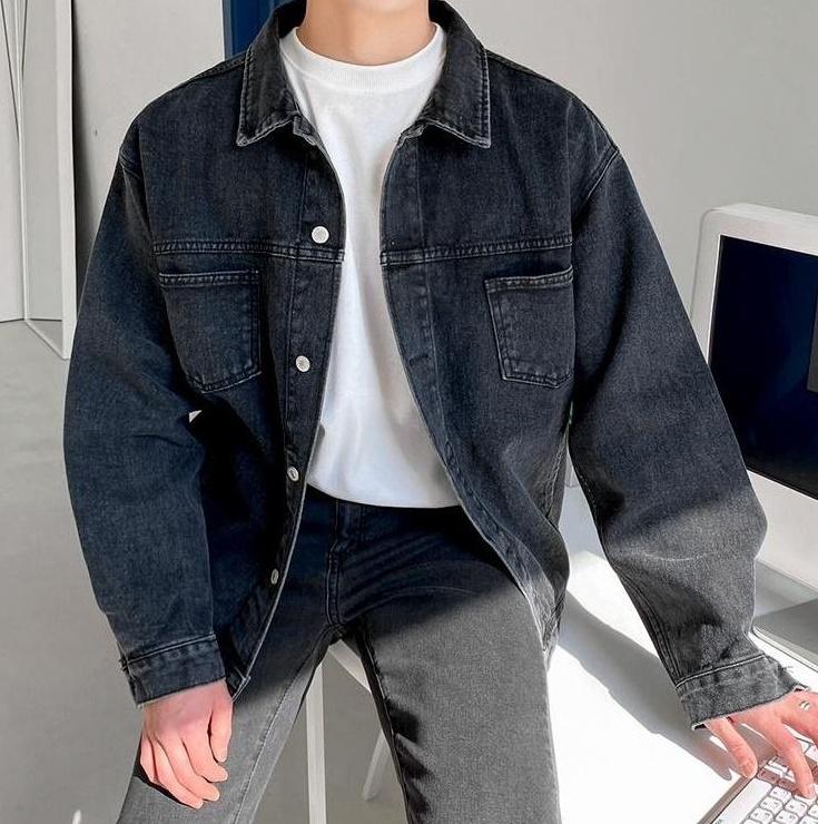 Vintage Denim Jacket Korean Style Casual Outerwear