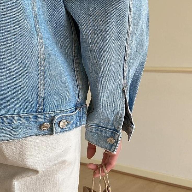 Vintage Denim Jacket Korean Style Casual Outerwear