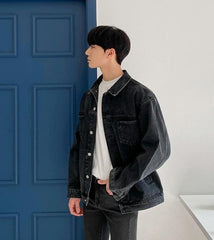 Vintage Denim Jacket Korean Style Casual Outerwear