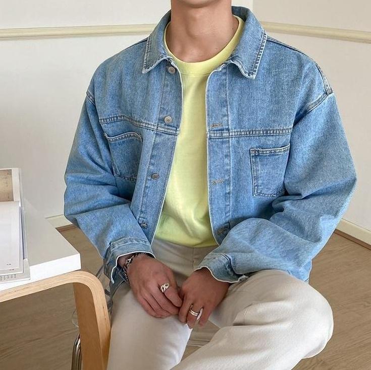 Vintage Denim Jacket Korean Style Casual Outerwear