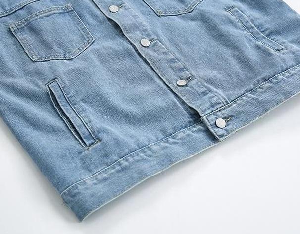 Vintage Denim Jacket Korean Style Casual Outerwear