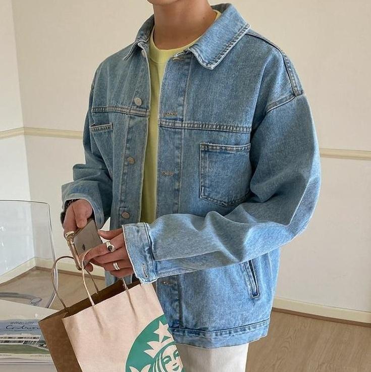 Vintage Denim Jacket Korean Style Casual Outerwear