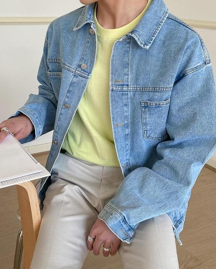 Vintage Denim Jacket Korean Style Casual Outerwear