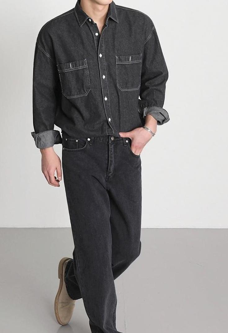 Vintage Denim Jacket With Long Sleeves