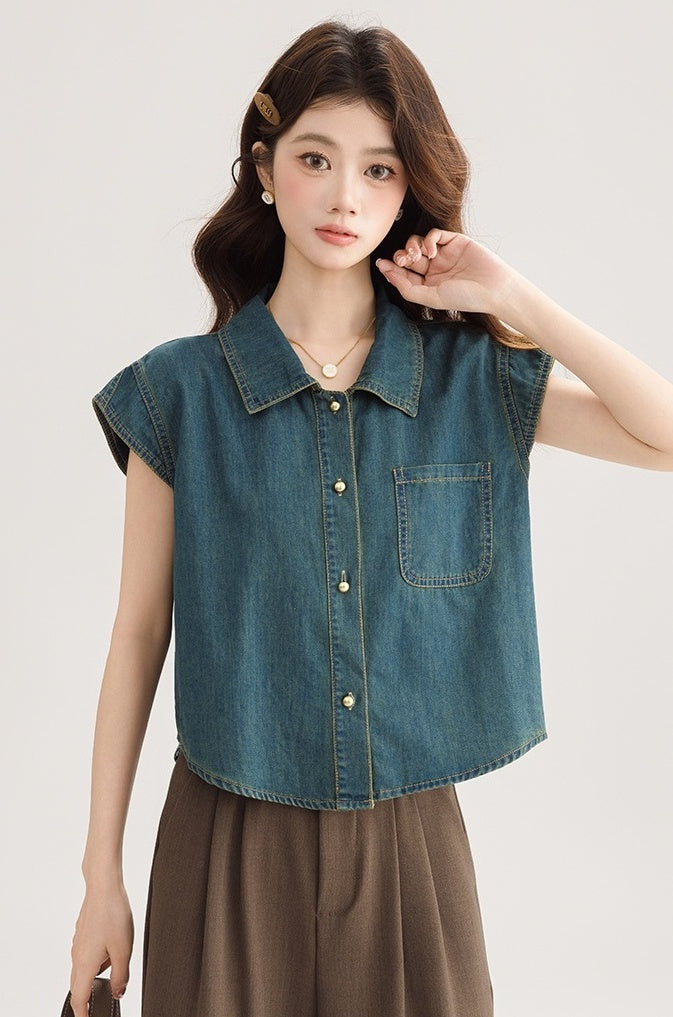 Vintage Denim Sleeveless Top