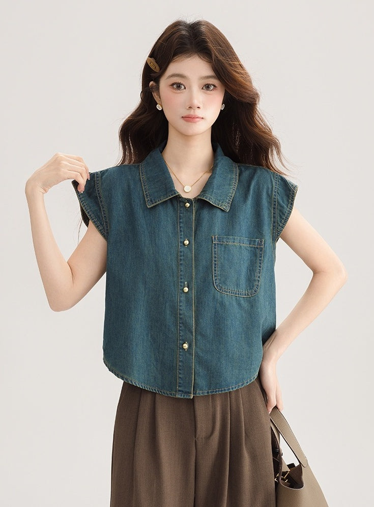 Vintage Denim Sleeveless Top