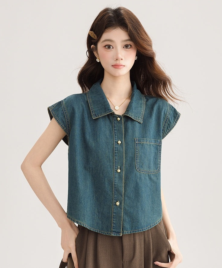 Vintage Denim Sleeveless Top