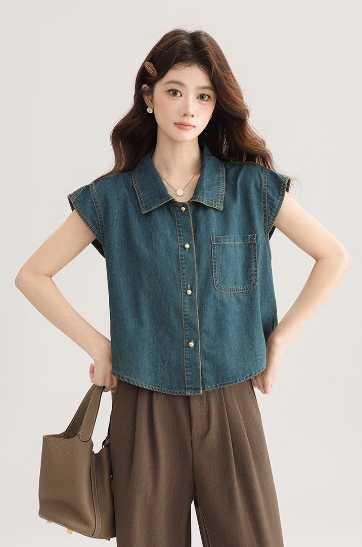 Vintage Denim Sleeveless Top