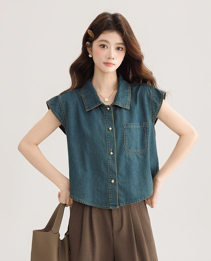 Vintage Denim Sleeveless Top