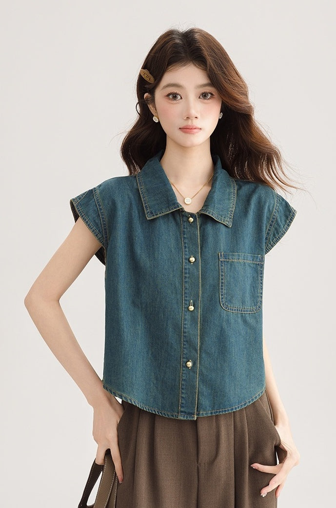 Vintage Denim Sleeveless Top