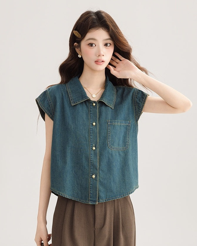 Vintage Denim Sleeveless Top