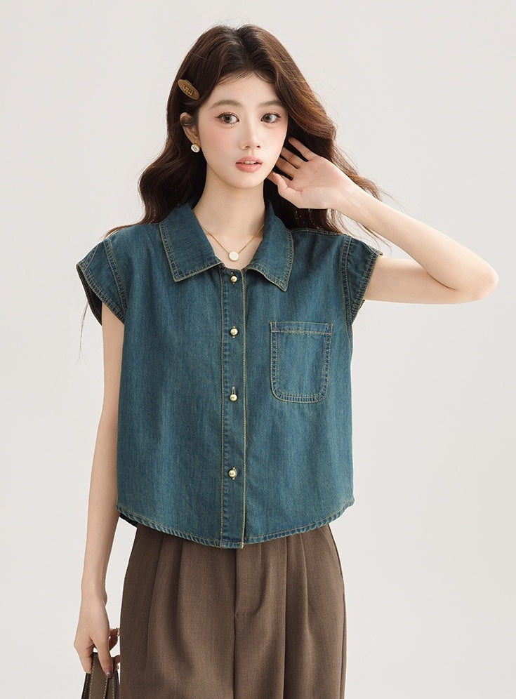 Vintage Denim Sleeveless Top