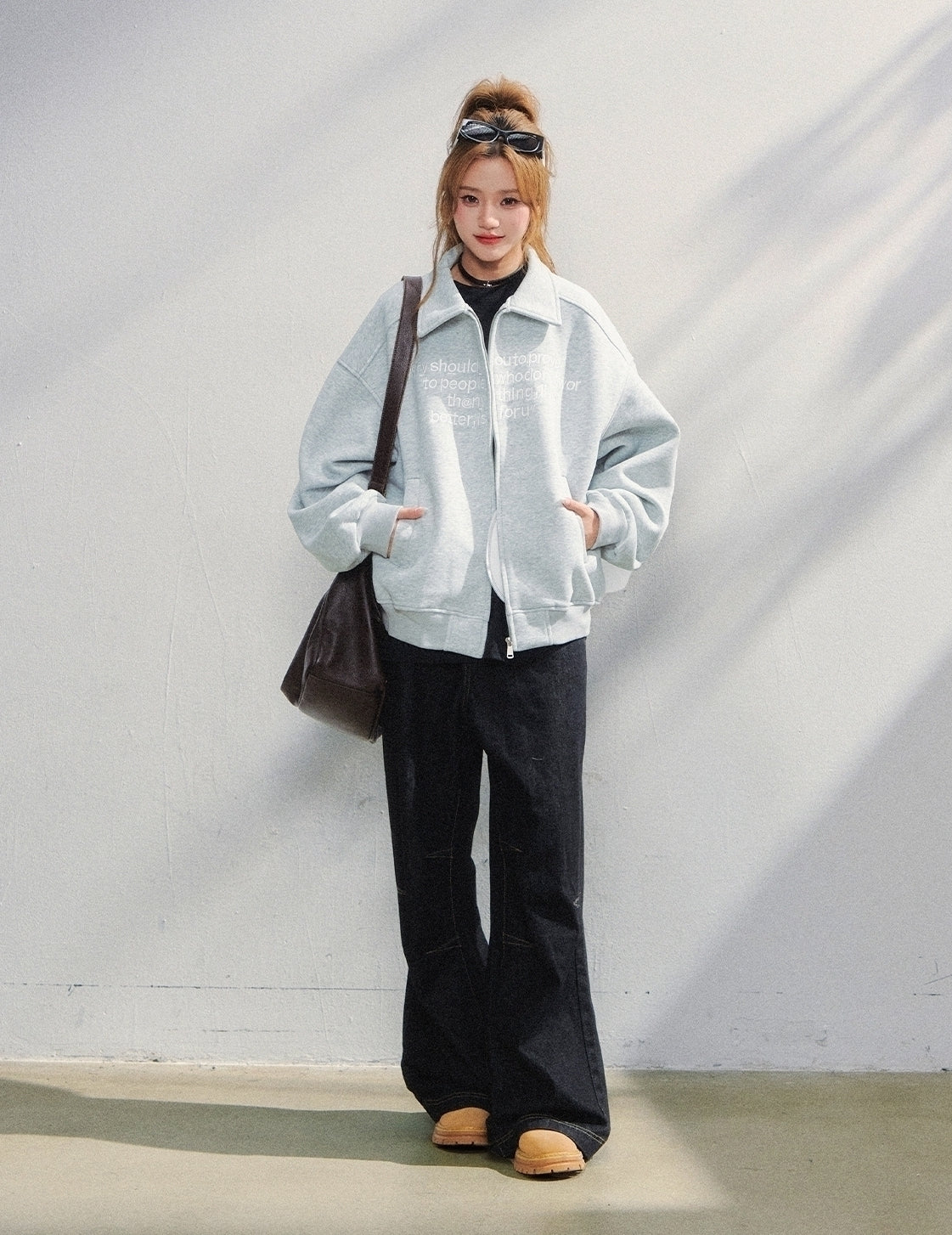 Vintage Embroidered Lettering Oversized Casual Jacket