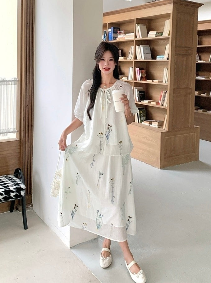 Vintage Embroidered Shirt And Skirt Set