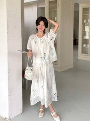 Vintage Embroidered Shirt And Skirt Set