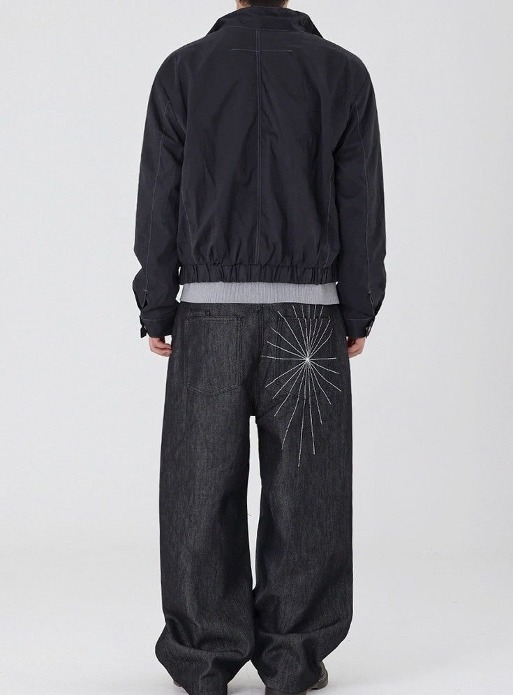 Vintage Embroidered Straight Leg Wide Pants
