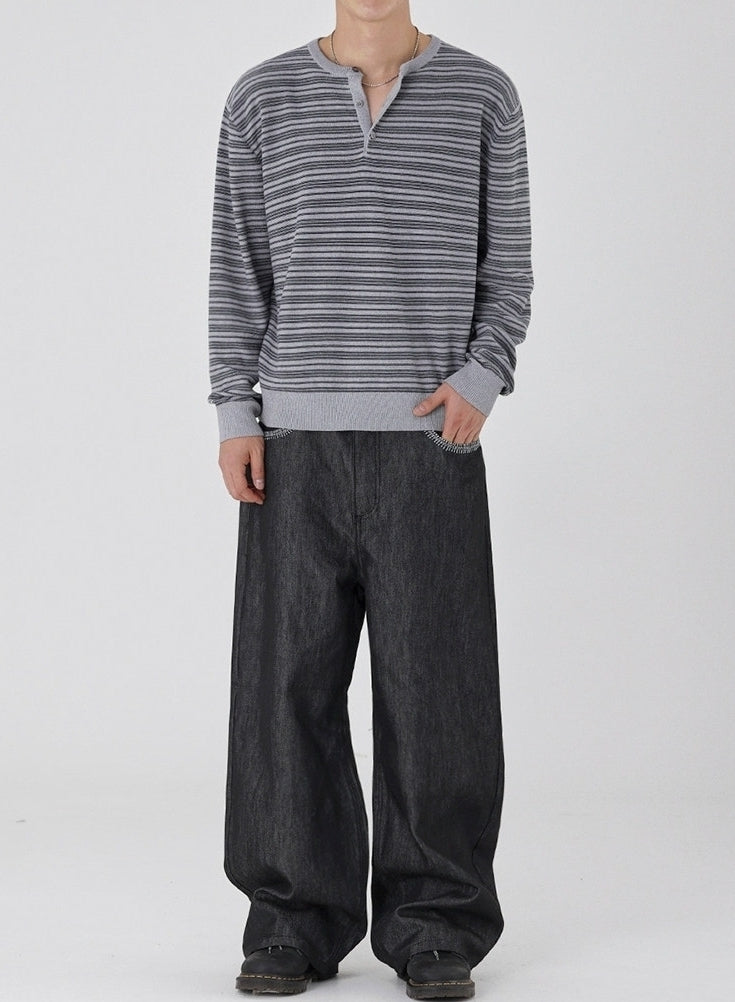 Vintage Embroidered Straight Leg Wide Pants